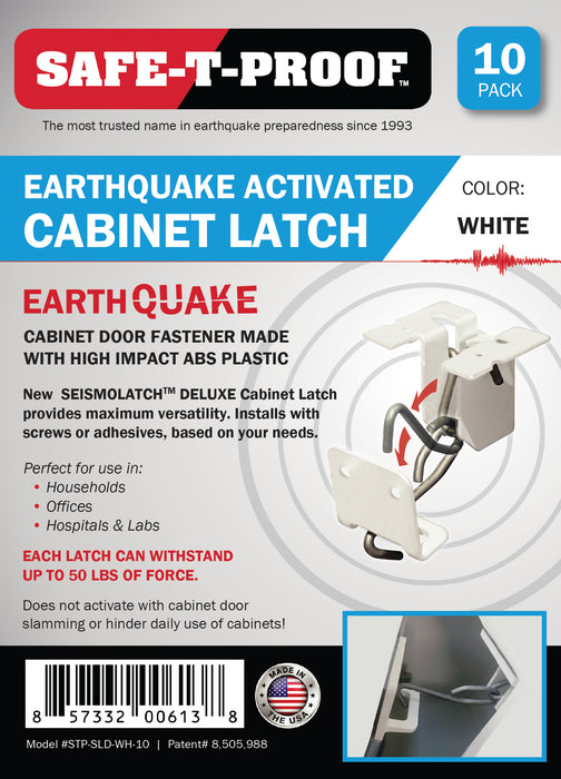 SeismoLatch Deluxe: Automatic Cabinet Door Earthquake Latches