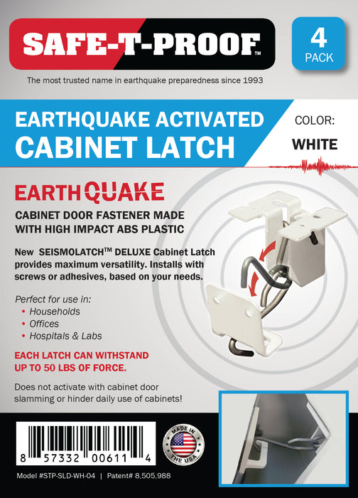SeismoLatch Deluxe: Automatic Cabinet Door Earthquake Latches