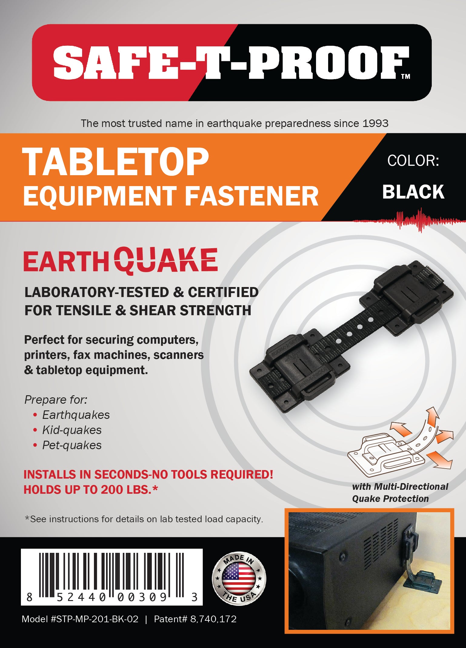 Tabletop Equipment Fastening System (Tabletop Anchorage - Max 200 Lbs.)