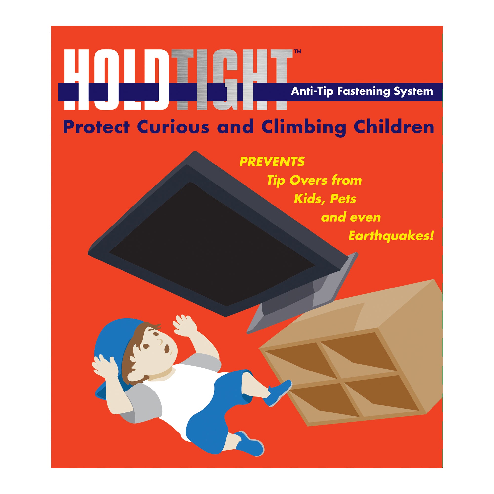 Hold Tight, Flat Screen TV, Monitor, Anti-Tip Earthquake Fastener, Family Preparedness, Safety, Emergency Security, black, stp-ht-201-05-bk