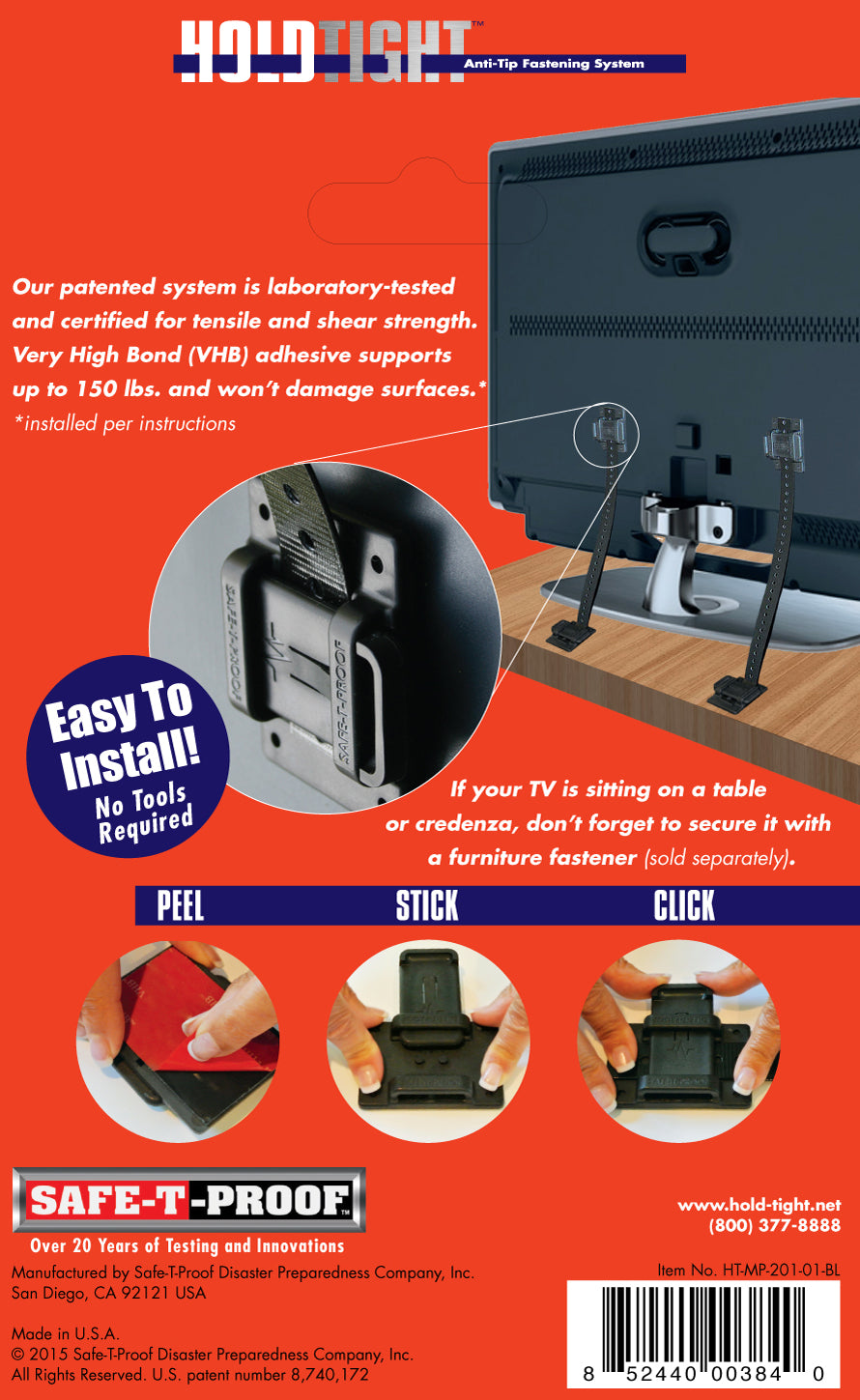 HOLD TIGHT Monitor Anti-Tip Fasteners - SAFE-T-PROOF