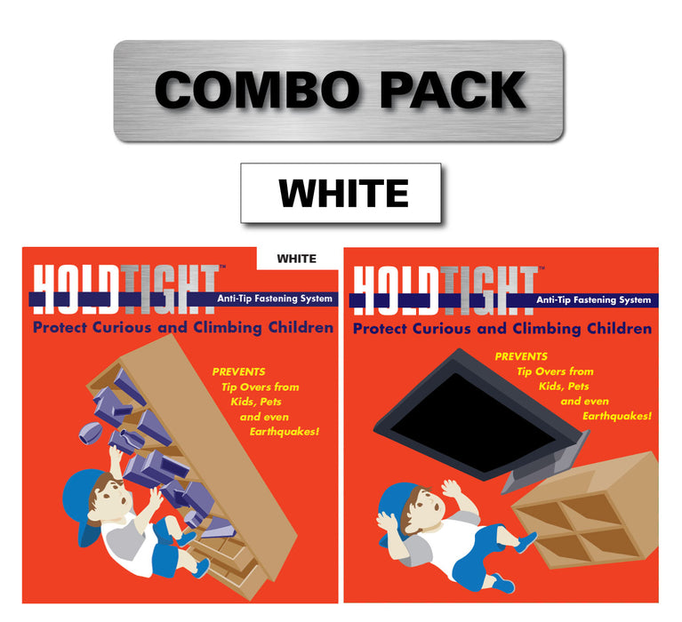 Hold Tight, Furniture, TV, Television, Combo Earthquake Kit, Family Preparedness, Safety, Emergency Security, white, stp-ht-combo-wt